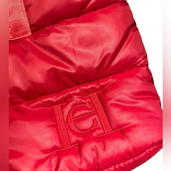 CAROLINA HERRERA Logo RED Puffy Quilted TOTE Shoulder Gym Bag Good Girl NEW - Picture 6 of 6
